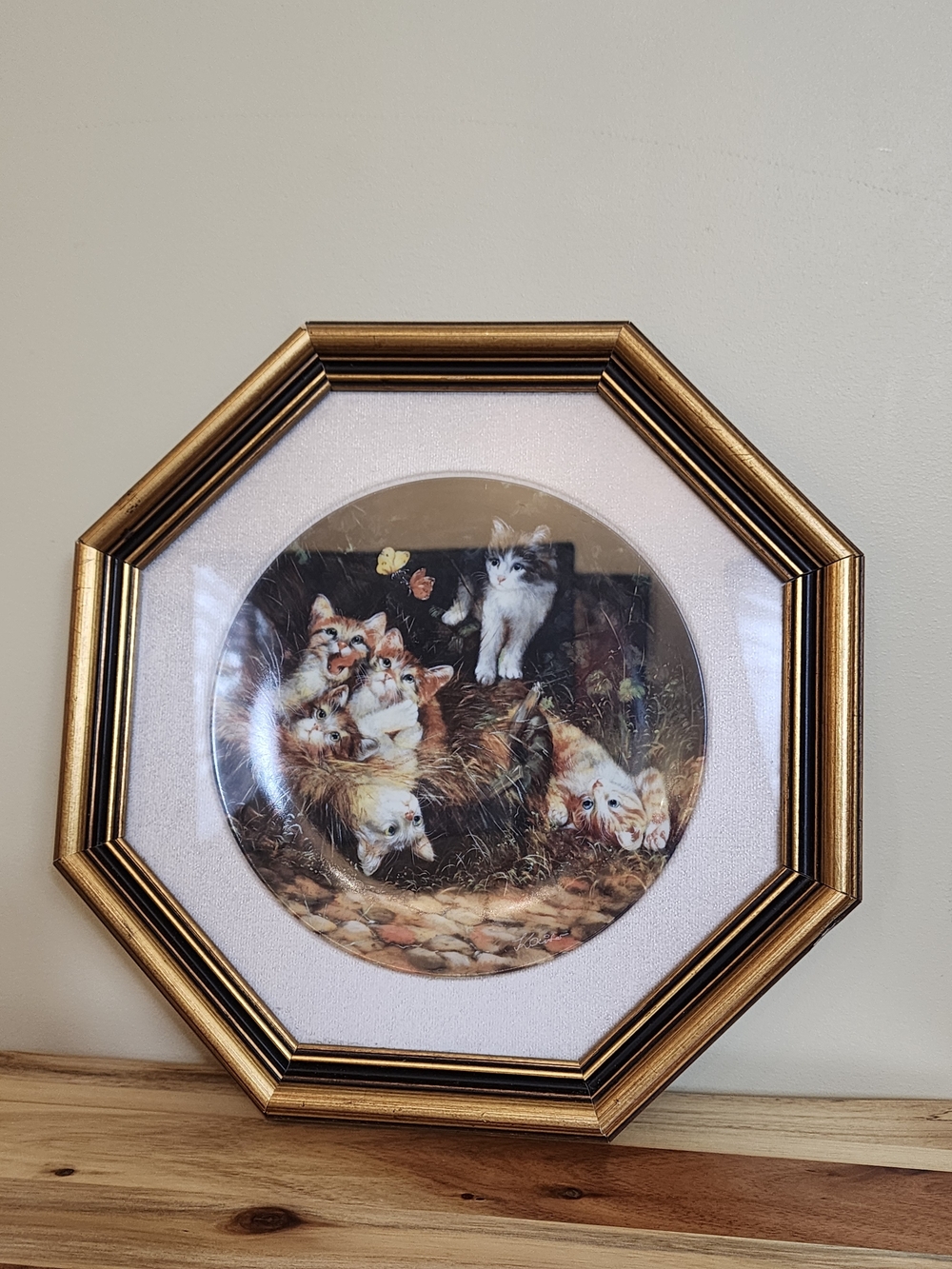 Vintage 1991 Seltmann Weiden Framed Cat Collector Plate Cottagecore Wall Decor - Picture 11 of 11